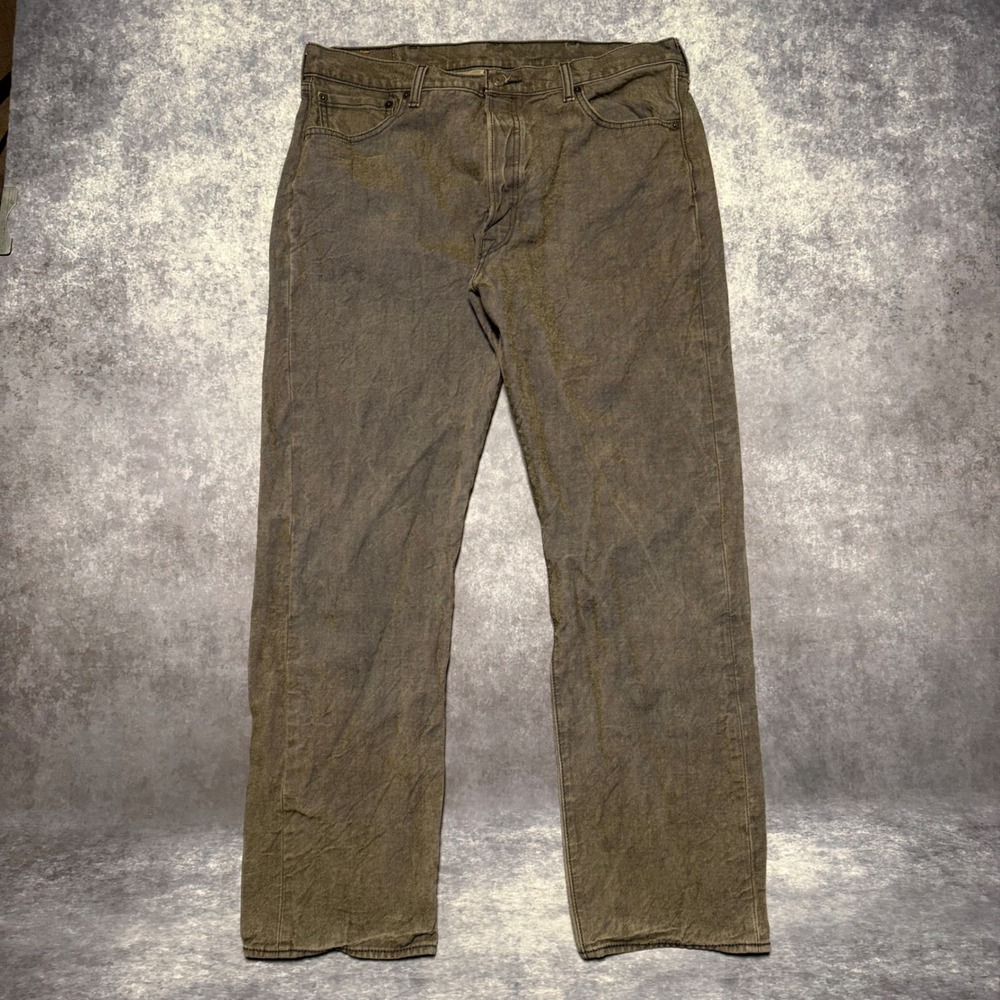 Levi's 501 Mens Jeans‎ W38 L34 Button Fly Gray Green Wash Straight Leg